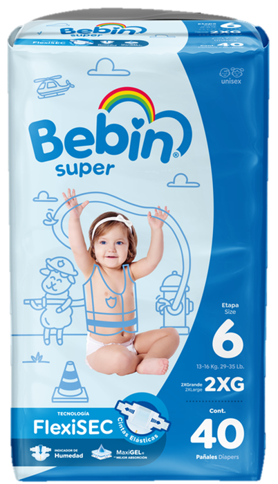 Pañales Bebin Super FlexiSEC - XX Grande - Etapa 6 -160 piezas