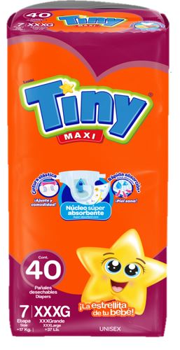 PAÑALES TINY MAXI - 3XG - ETAPA 7 (160 PIEZAS)