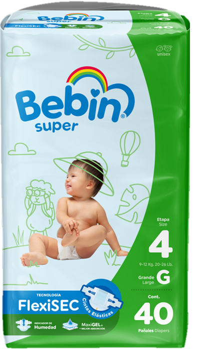 Pañales Bebin Super FlexiSEC - Grande - Etapa 4 -160 piezas