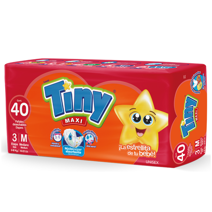 Pañales Tiny Maxi - Mediano - Etapa 3 (160 piezas)