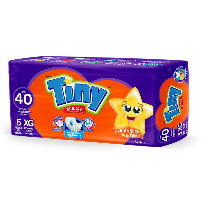 Pañales Tiny Maxi - XG - Etapa 5 (160 piezas)