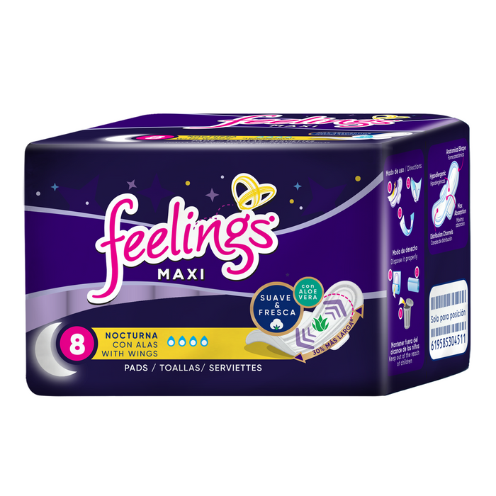 Toalla Femenina Feelings Maxi - Nocturna - 96 piezas