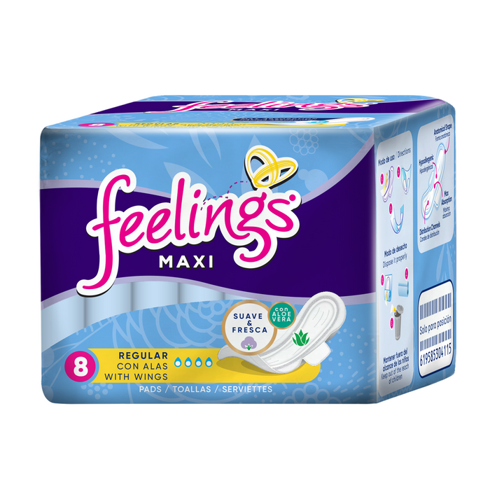 Toalla Femenina Feelings Maxi - Regular - 96 piezas