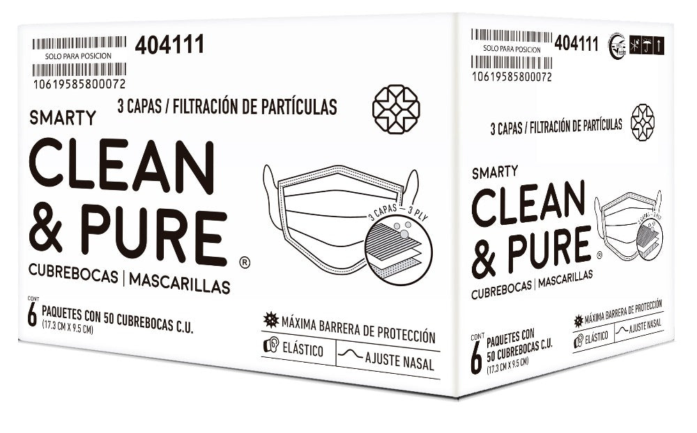 Cubrebocas Tricapa Smarty Clean & Pure - 300 piezas